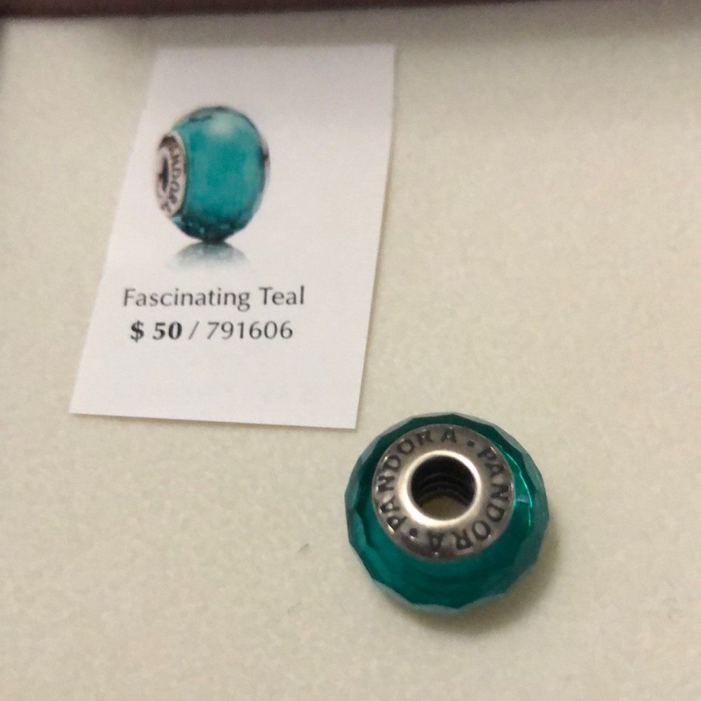 Pandora Teal glass charm